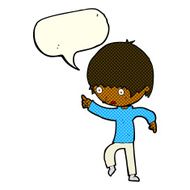 cartoon worried boy pointing with speech bubble N5