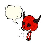 cartoon spooky skull with speech bubble N72