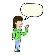 cartoon woman explaining with speech bubble N25