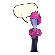 cartoon vampire man with speech bubble N59