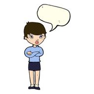 cartoon annoyed woman with speech bubble N90
