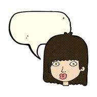cartoon surprised woman with speech bubble N119