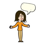 cartoon woman shrugging shoulders with speech bubble N232