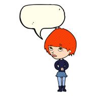 cartoon nervous woman with speech bubble N13
