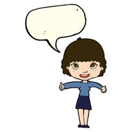 cartoon happy girl with speech bubble N39