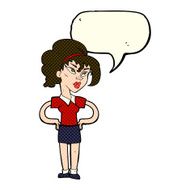 cartoon woman with hands on hips speech bubble N102