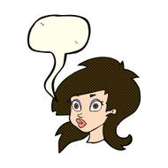 cartoon pretty surprised woman with speech bubble N4