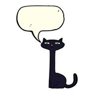 cartoon black cat with speech bubble N18