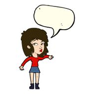 cartoon woman playing it cool with speech bubble N5