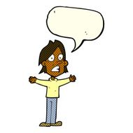 cartoon frightened man with speech bubble N40