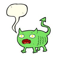 cartoon little imp with speech bubble N7