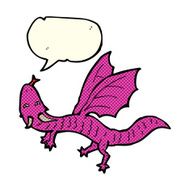 cartoon little dragon with speech bubble N3