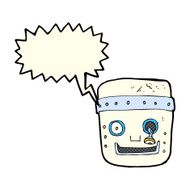 cartoon robot head with speech bubble N29
