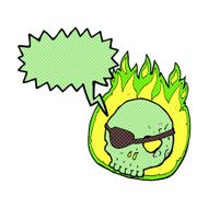 cartoon skull with eye patch speech bubble N5