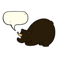 cartoon stretching black bear with speech bubble N3
