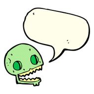 cartoon spooky skull with speech bubble N73