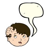 cartoon boy with ugly growth on head speech bubble N5