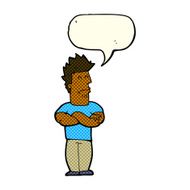 cartoon sulking man with speech bubble N5