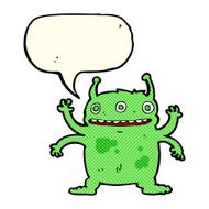 cartoon alien monster with speech bubble N5