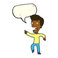 cartoon terrified man with speech bubble N102