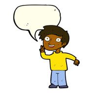cartoon boy posing for photo with speech bubble N4