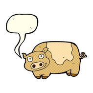 cartoon pig with speech bubble N9