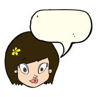 cartoon happy female face with speech bubble N87
