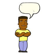 cartoon tough guy with folded arms speech bubble N5