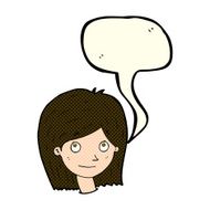 cartoon happy female face with speech bubble N88