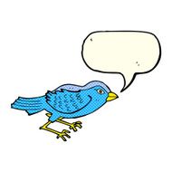 cartoon garden bird with speech bubble N20