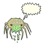 cartoon gross halloween spider with speech bubble N11