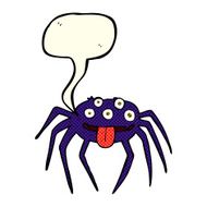 cartoon gross halloween spider with speech bubble N12