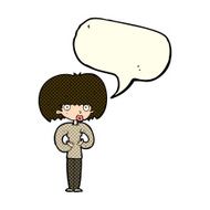 cartoon surprised woman with speech bubble N121
