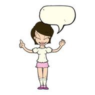 cartoon pretty girl with idea speech bubble N13