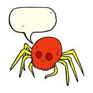 cartoon spooky halloween skull spider with speech bubble N6