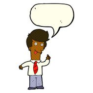 cartoon office man with crazy idea speech bubble N4