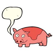 cartoon pig with speech bubble N10