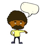 cartoon man with mustache making camp gesture speech bubble N5