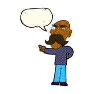 cartoon annoyed old man pointing with speech bubble N6