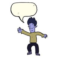 cartoon happy vampire man with speech bubble N14