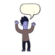cartoon happy vampire man with speech bubble N15