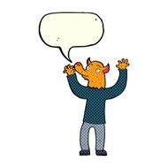 cartoon happy fox man with speech bubble N11