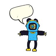 cartoon deep sea diver with speech bubble N14