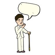 cartoon shocked gentleman with speech bubble N5