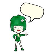 cartoon vampire girl with speech bubble N109