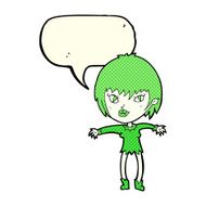 cartoon vampire girl with speech bubble N110