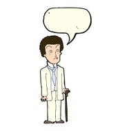 cartoon unhappy gentleman with speech bubble N5