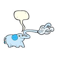 cartoon elephant squirting water with speech bubble N9