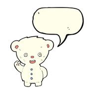 cartoon waving polar bear cub with speech bubble N21