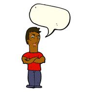 cartoon annoyed man with folded arms speech bubble N12